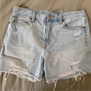 Old Navy Light Blue high rise, slouchy straight Distressed Denim Shorts